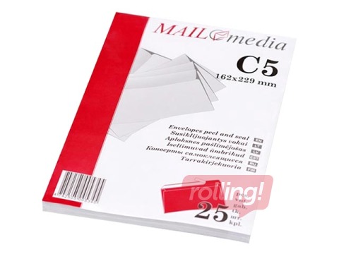 Ümbrikud iseliimuva kleepribaga, C5, 25 tk. Valge