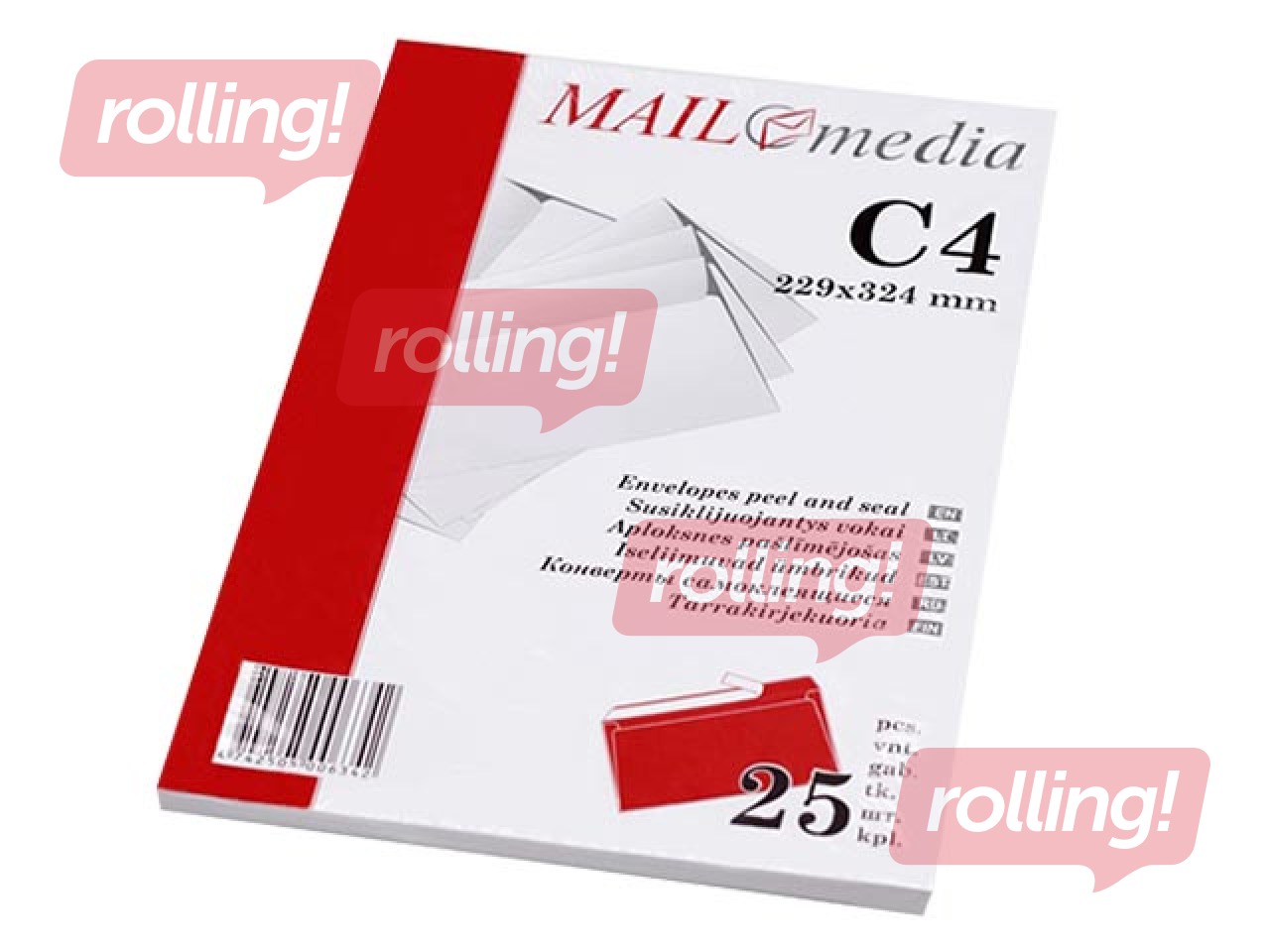 Ümbrikud iseliimuva kleepribaga, C4, 25 tk. Valge