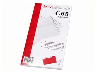 Envelopes with adhesive tape, C65, 50 pcs. White