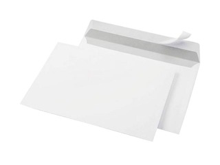 Envelopes with adhesive tape, C65, 25 pcs. White