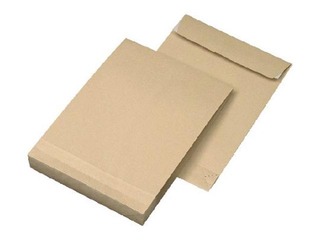 Envelope with self-adhesive tape, a widened bottom and side folds, 450x350x80mm, Brown
