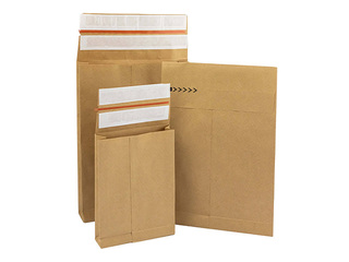 Self-Adhesive Envelope with Tape, Expanded Bottom and Side Folds, C5, Brown