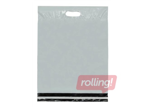 Конверты – пластиковые пакеты с ручкой для отправлений, белые, 25x45+7см, 10 шт.