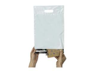 Конверты – пластиковые пакеты с ручкой для отправлений, белые, 25x45+7см, 10 шт.