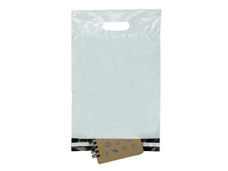 Ümbrikud – saadetiste kilekotid sangadega, valged, 25x45+7cm, 10 tk.