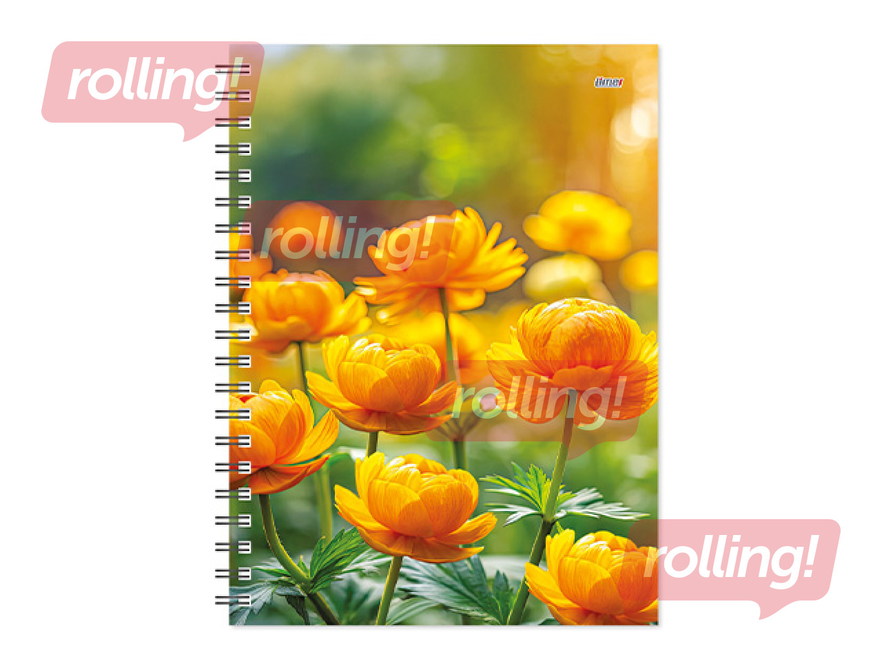 Diary - notebook, Tempo Spiral, squares, Globeflowers