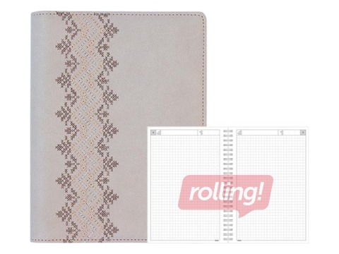 Diary - notebook, A5 Patterns, light grey