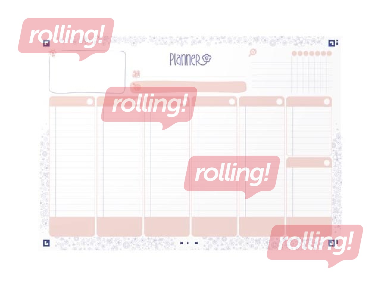Desk calendar – weekly planner Oxford, Floral, A4, 60 sheets