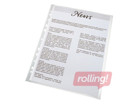 Document Pockets Esselte A4,  matted, 75 mic., opens from side, 100 pcs