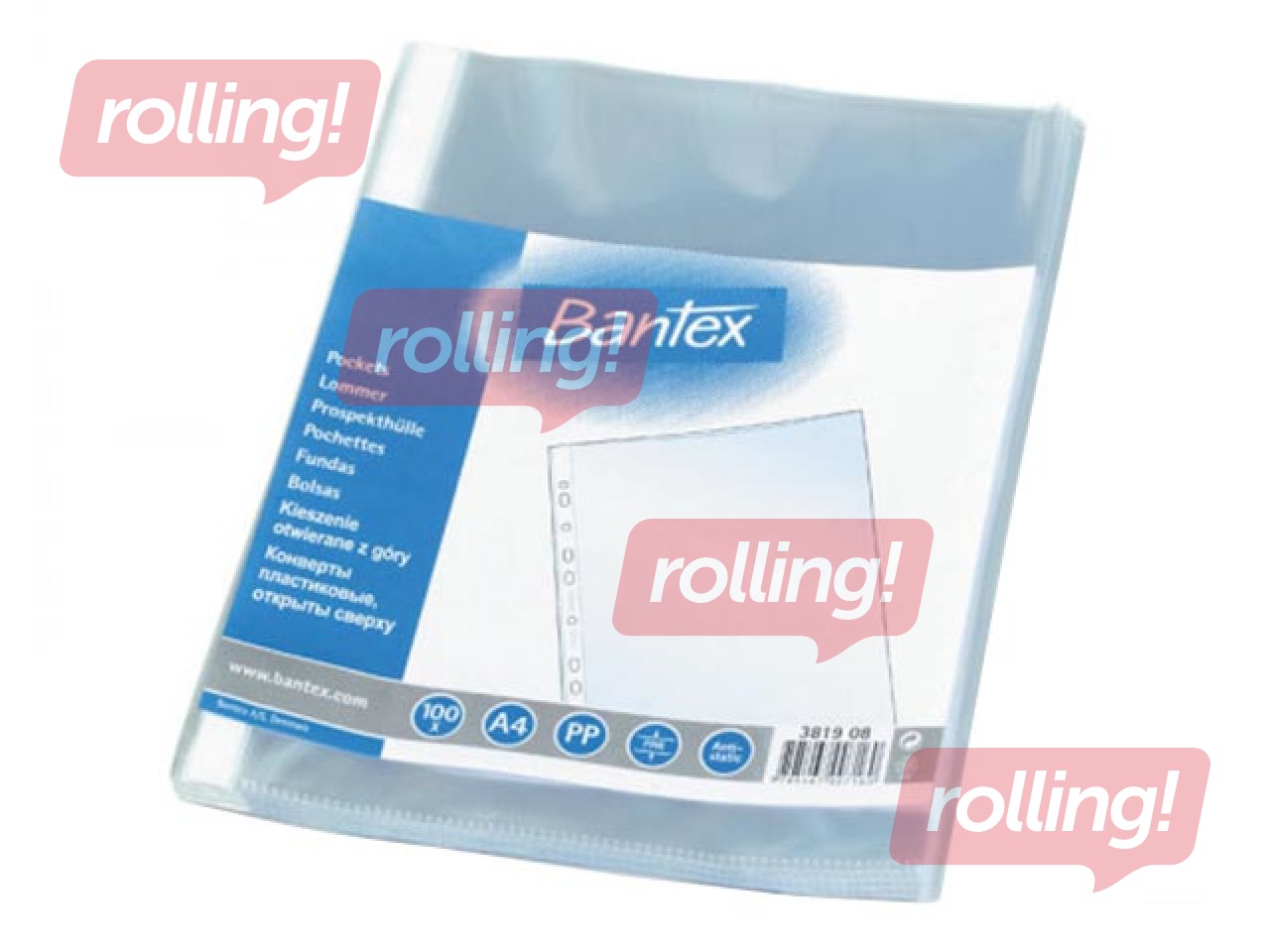 Dokumentu kabatiņas Bantex, A4, matētas, 40 mic., 100 gab.