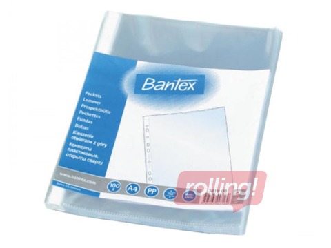 Кармашки для документов Bantex, A4, матовые, 40 mic., 100 gab.