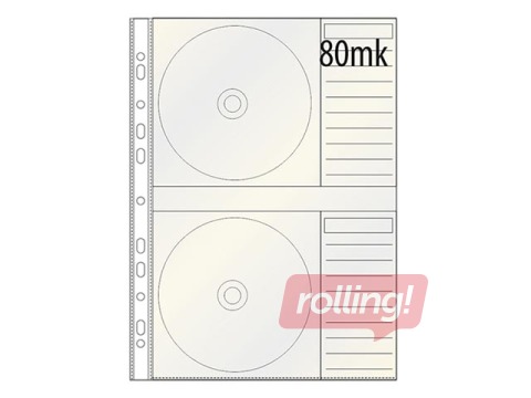 Taskutega mapp DONAU CD-de / DVD-de hoiustamiseks, matt, 80 taskut, A4, 1 tk