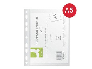 Кармашки для документов Q-Connect, A5, матовые, 50 мик., 100 шт..