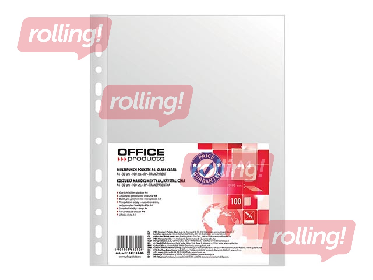 Documenditaskud Office Products, A4, läikivad, 30 mic, 100 tk