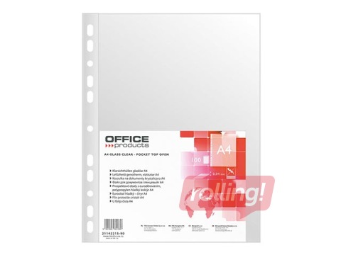 Document pockets Office Products, A4, glossy, 40 mic., 100 pcs.