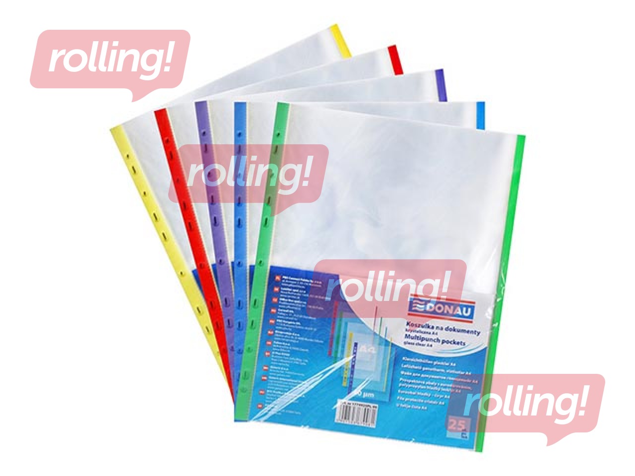 Document pockets Donau, A4 with colourful edges, 25 pcs.