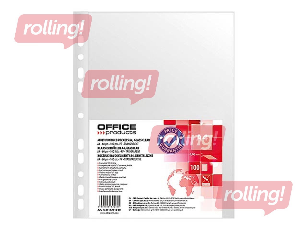 Document pockets Office Products, A4, glossy, 60 mic., 100 pcs.