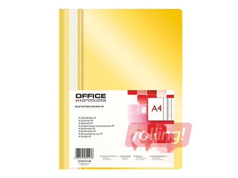 Папка - скоросшиватель Office Products, A4, желтая