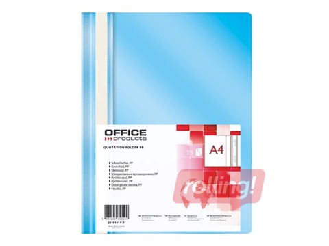 Папка - скоросшиватель Office Products, A4, светло-синяя