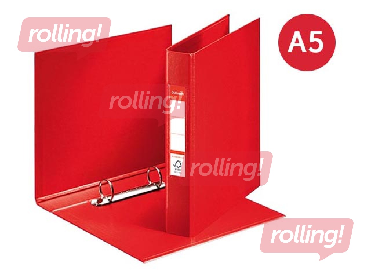 Kaaned 2 rõngaga Esselte, A5, punane, 25mm