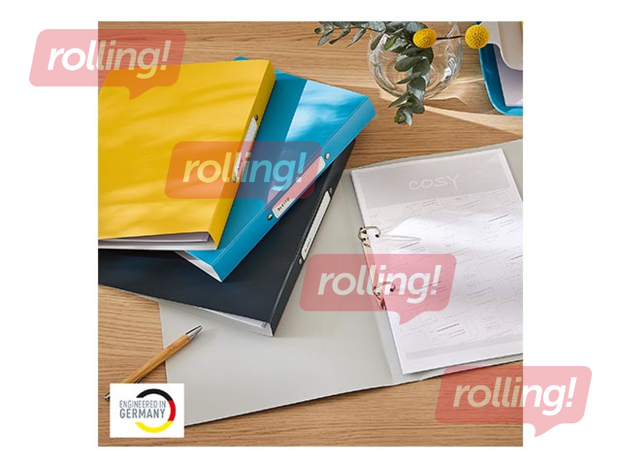 Mapp 2 rõngaga Leitz Cozy, A4, hall, 25mm