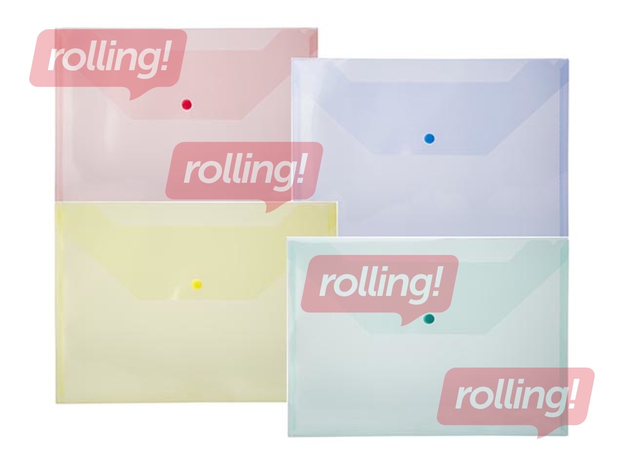 Folder - envelope, Office Point, A4, transparent assorted colours