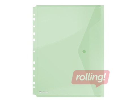 Folder - Envelope with perforation Donau, A4, transparent, green