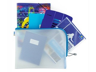 Folder - lockable Herma, A4 +, transparent with yellow zipper