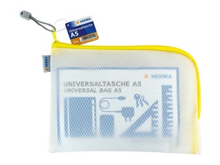 Folder - lockable Herma, A5, transparent with yellow zipper