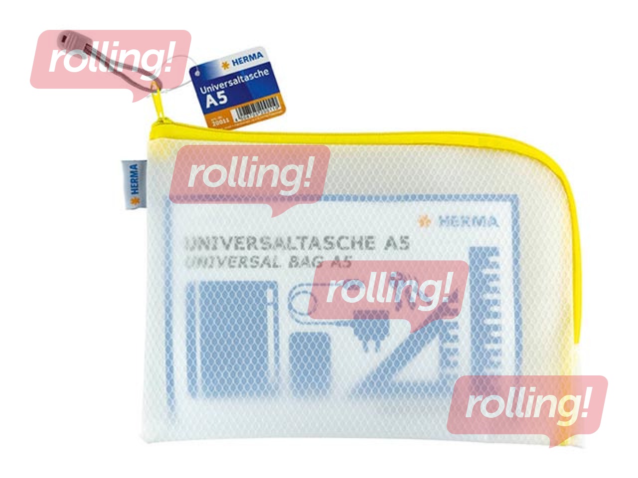 Kileümbrik – suletav Herma, A5, läbipaistev, with yellow zipper