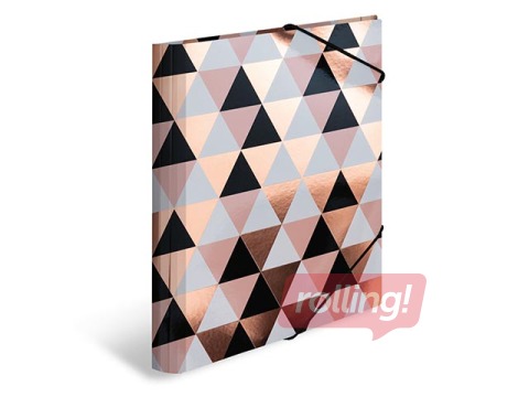 Elasticated folder A4 cardboard rose gold foil abstract