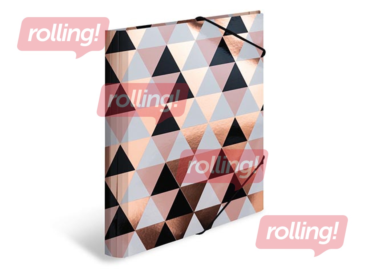 Elasticated folder A4 cardboard rose gold foil abstract