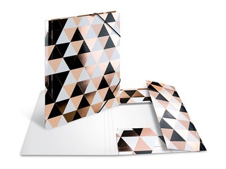 Elasticated folder A4 cardboard rose gold foil abstract