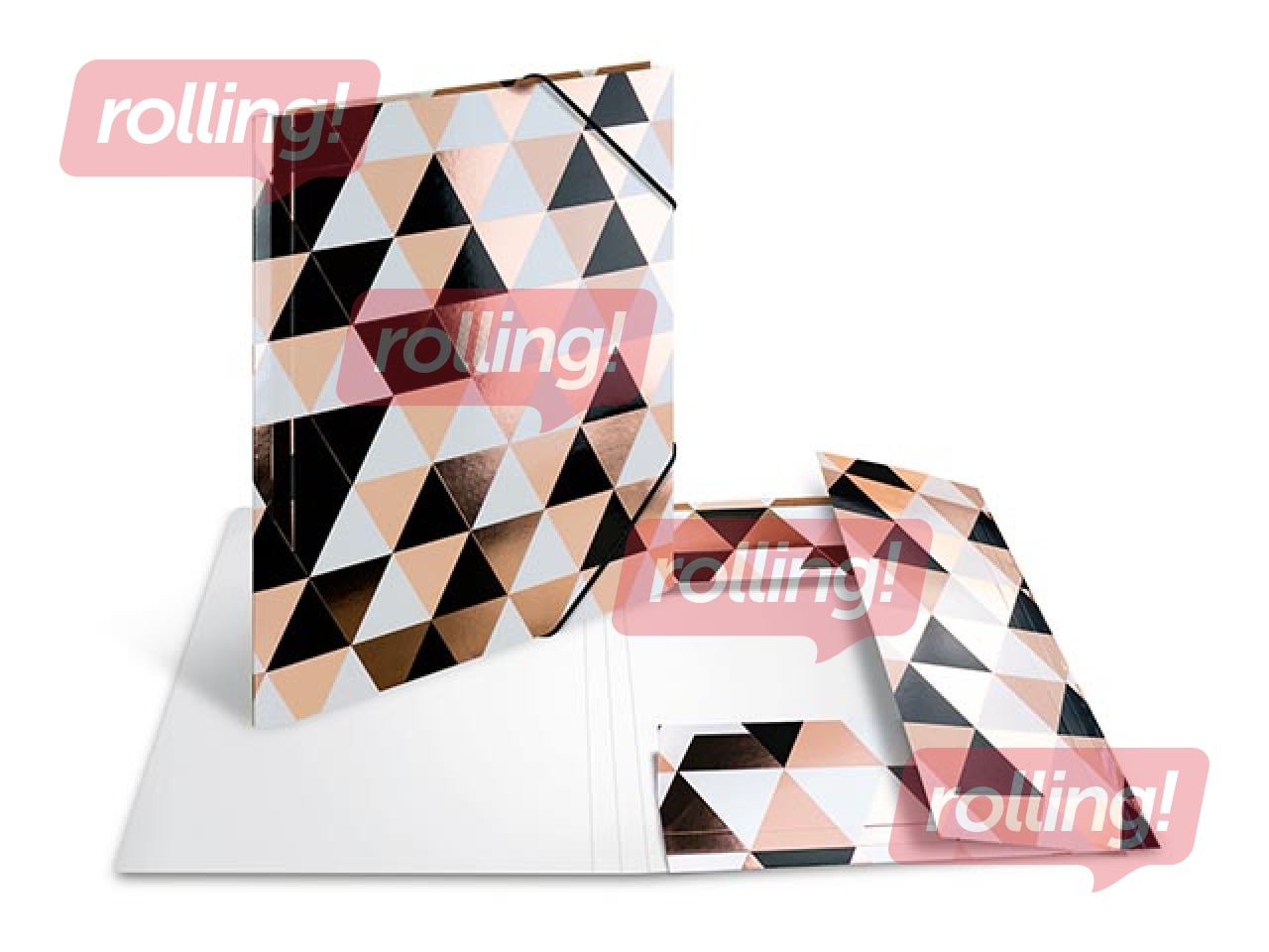 Elasticated folder A4 cardboard rose gold foil abstract