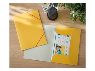 3 klapi ja kummidega kaust Leitz Cozy, A4, papp, kollane