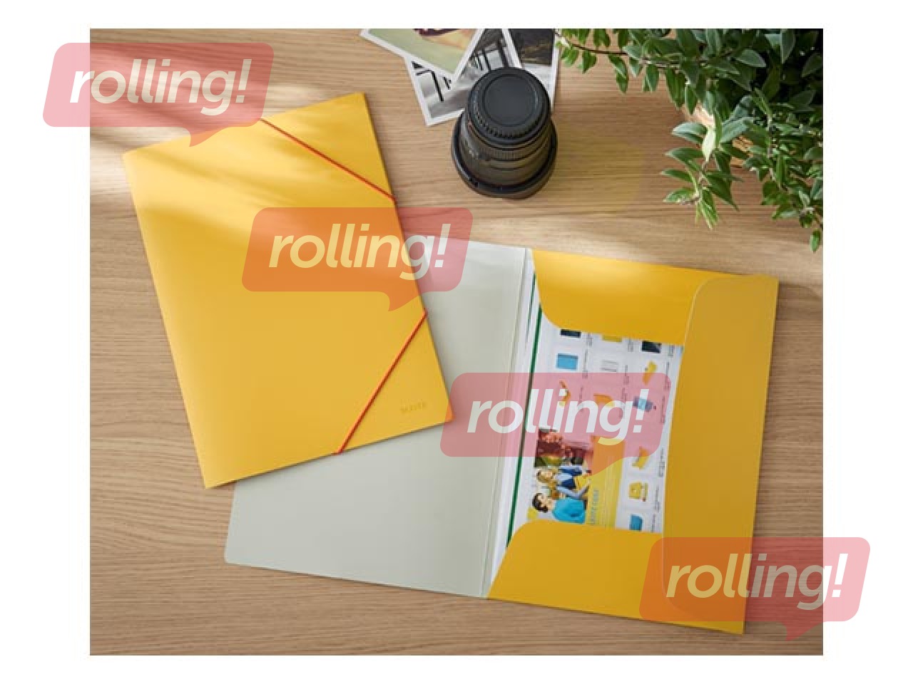 3 klapi ja kummidega kaust Leitz Cozy, A4, papp, kollane