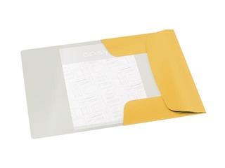 Папка с 3-мя клапанами и резинками Leitz Cozy, A4, картон, желтый