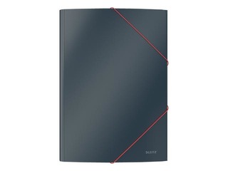 3 klapi ja kummidega kaust Leitz Cozy, A4, papp, hall 