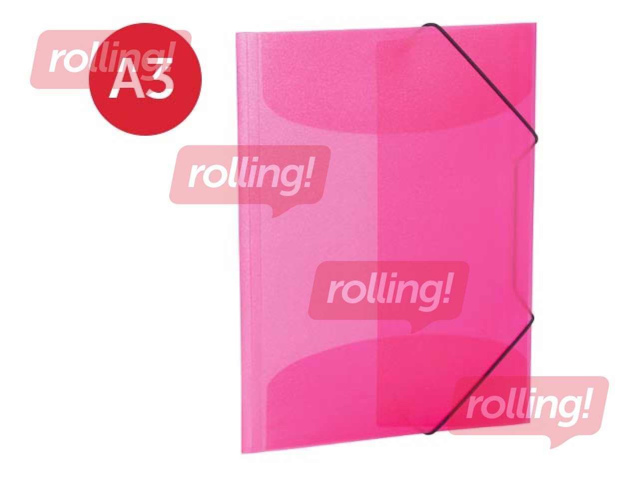 Kummiga ja 3 klapiga kaust Herma, A3, PP, roosa