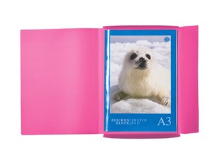 Kummiga ja 3 klapiga kaust Herma, A3, PP, roosa