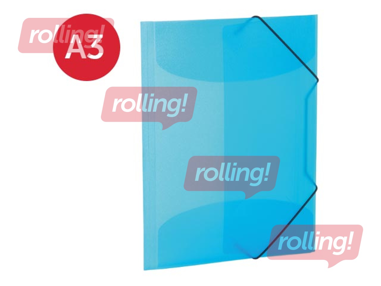 Kummiga ja 3 klapiga kaust Herma, A3, PP, helesinine