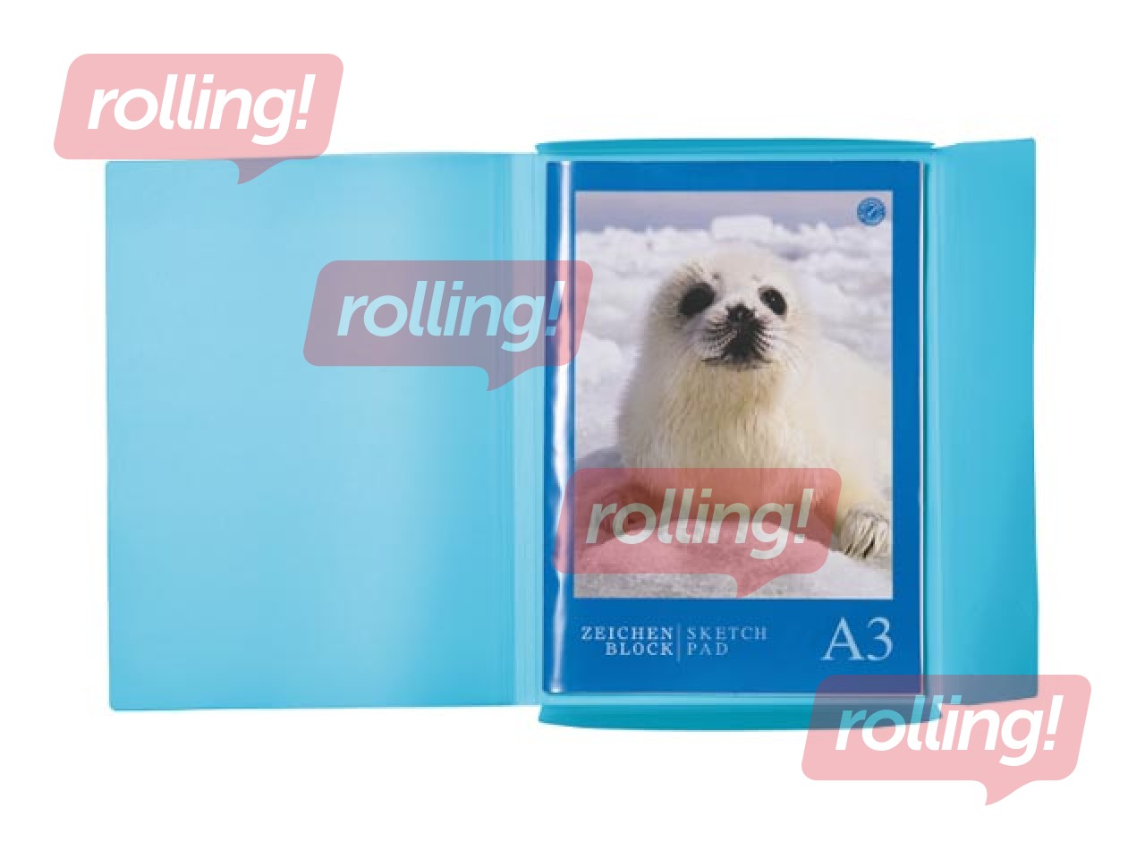 Kummiga ja 3 klapiga kaust Herma, A3, PP, helesinine