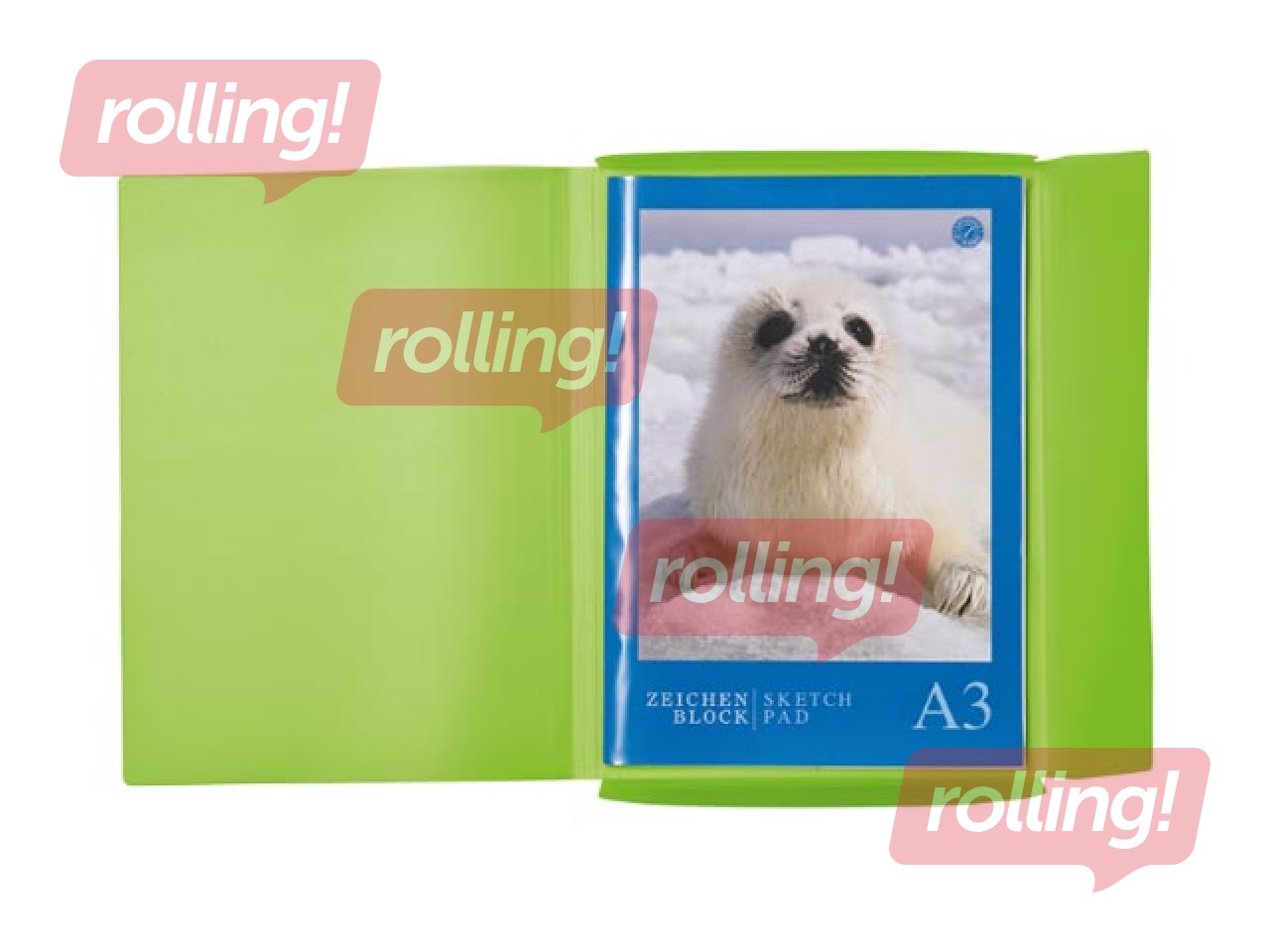 Kummiga ja 3 klapiga kaust Herma, A3, PP,, heleroheline