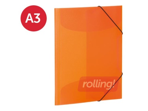 Kummiga ja 3 klapiga kaust Herma, A3, PP,, oranž