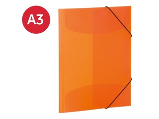 Kummiga ja 3 klapiga kaust Herma, A3, PP,, oranž