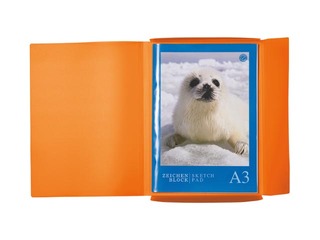 Kummiga ja 3 klapiga kaust Herma, A3, PP,, oranž