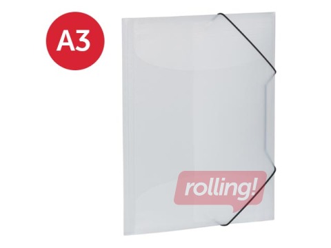 Kummiga ja 3 klapiga kaust Herma, A3, PP, roosa