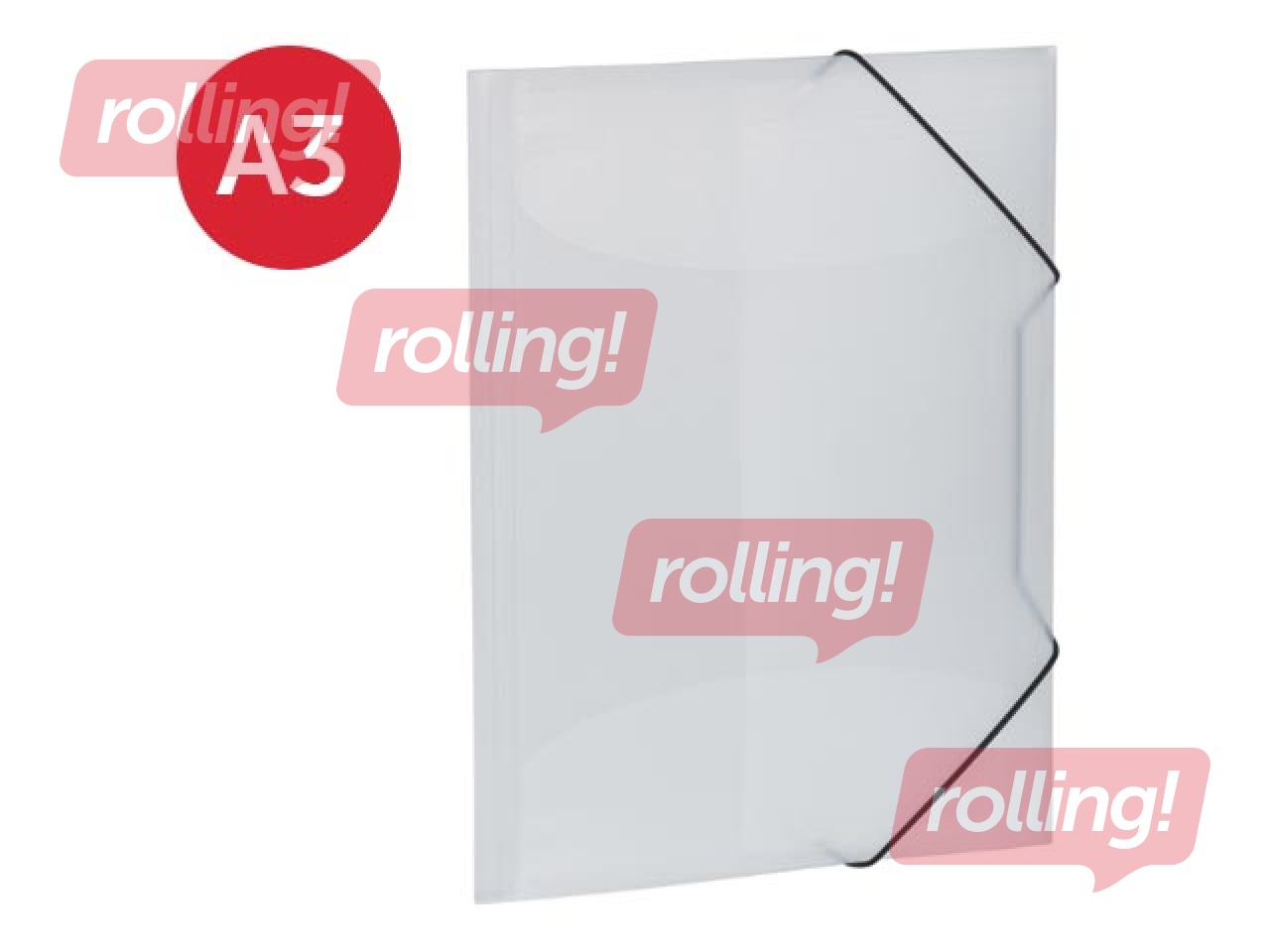 Kummiga ja 3 klapiga kaust Herma, A3, PP, roosa