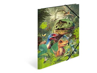 Kummiga kaust Herma, A4, Dino World, kartong