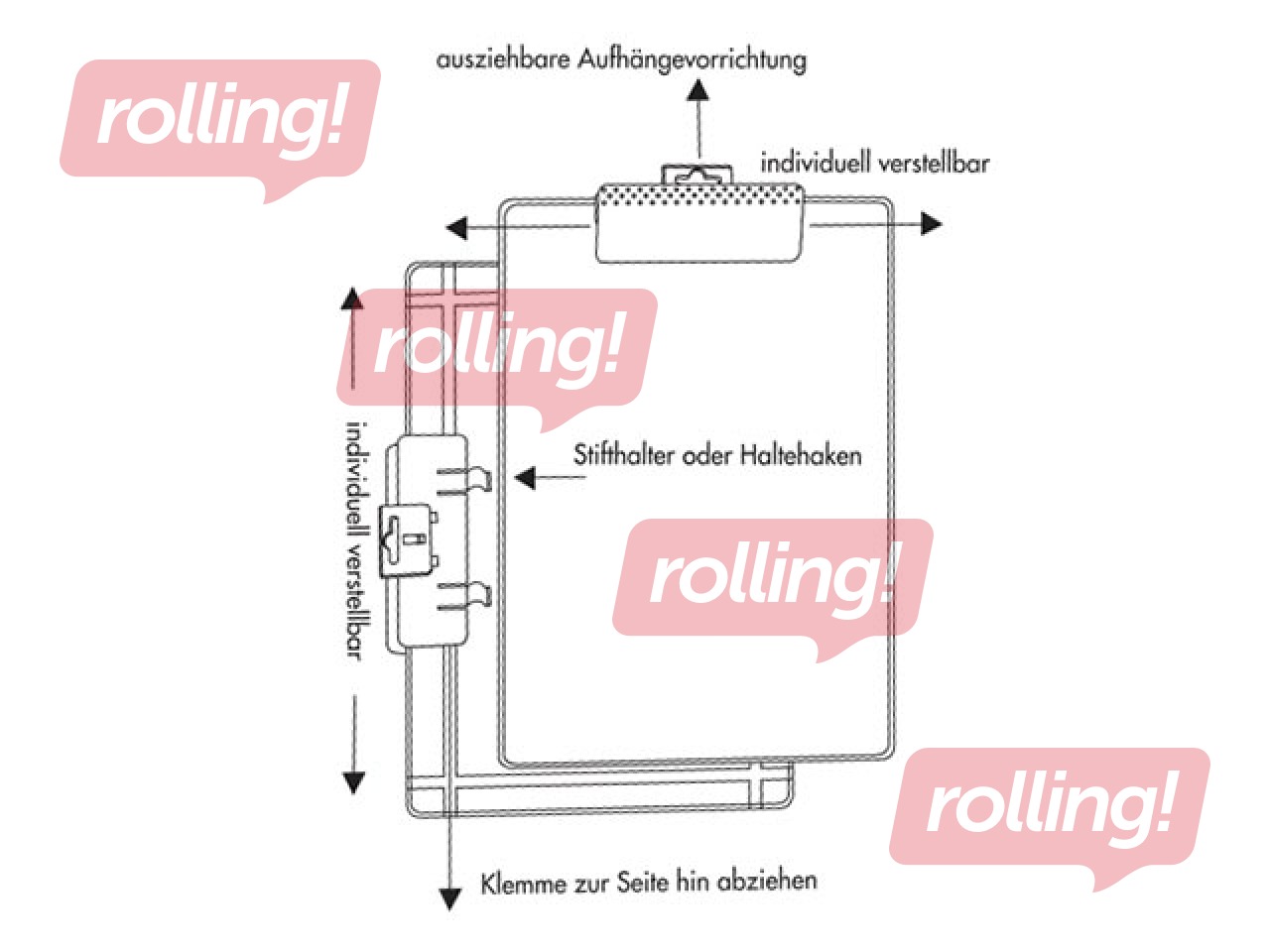 Kirjutusalus liigutatava klambriga, A4, must
